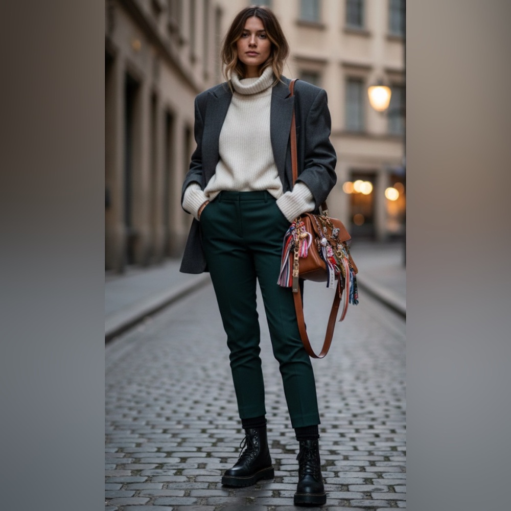 Theory Forest Green Straight Leg Pants